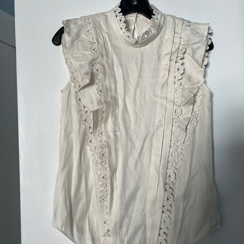 NWT Rebecca Taylor sleevless embroidered blouse